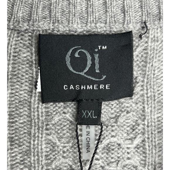 1-14 QI CASHMERE NWT Men's Cardigan Button Down Gray XXL - Picture 8 of 14